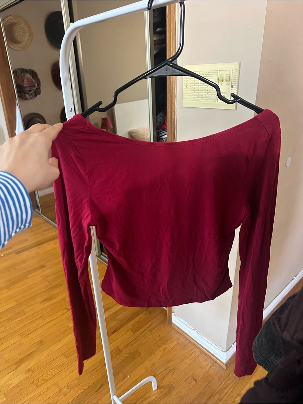 Women's Long-Sleeve Off-Shoulder Top - Berry Red NEVER WORN